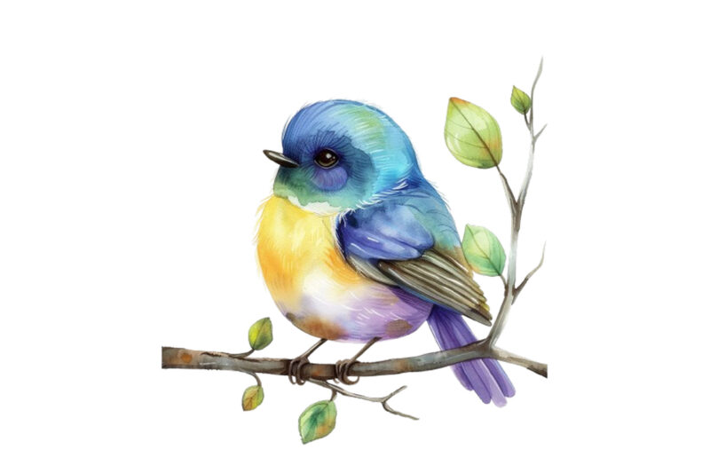 Watercolor Cute cartoon Bird clipart
