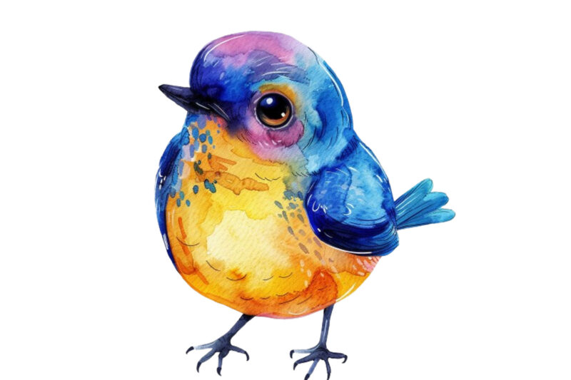 Watercolor Cute cartoon Bird clipart