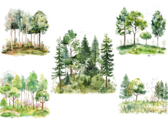 Watercolor Spring Forest clipart