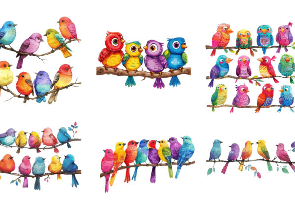 Cartoon birds resting on branch t shirt vector file