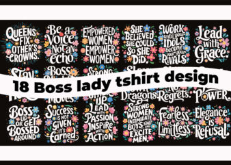 Boss lady hustler women design t shirt bundle