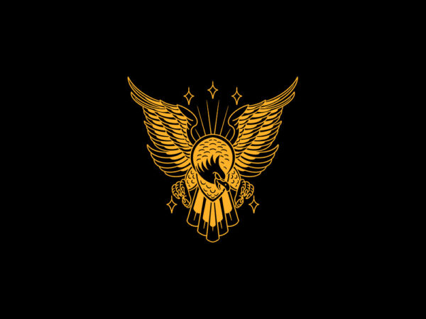 Brave eagle line art t shirt template