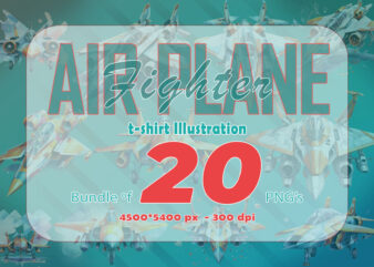 20 fighter plane t-shirt illustration clipart bundle