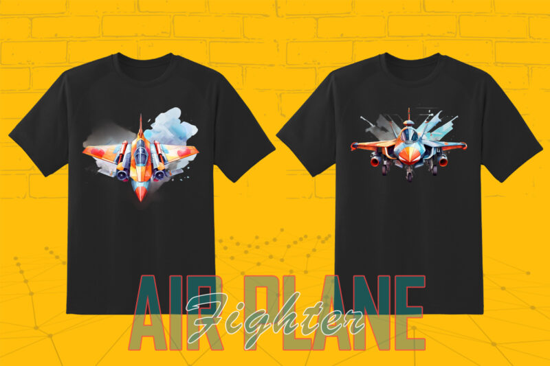 20 Fighter Plane T-shirt Illustration Clipart Bundle