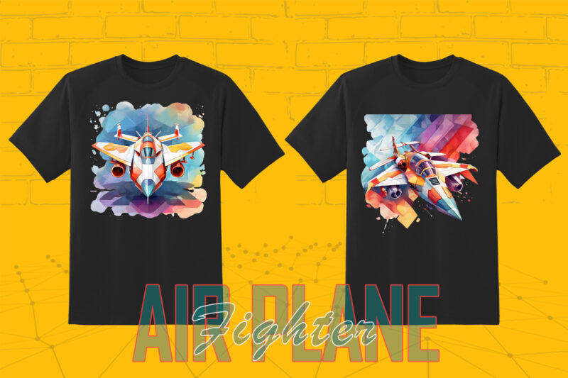20 Fighter Plane T-shirt Illustration Clipart Bundle