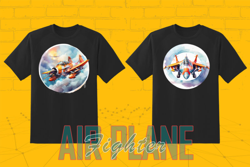 20 Fighter Plane T-shirt Design Illustration T-shirt Clipart Bundle