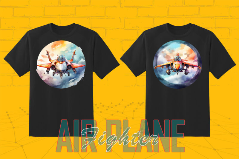 100 Fighter Plane T-shirt Design Illustration Clipart Big Bundle for POD