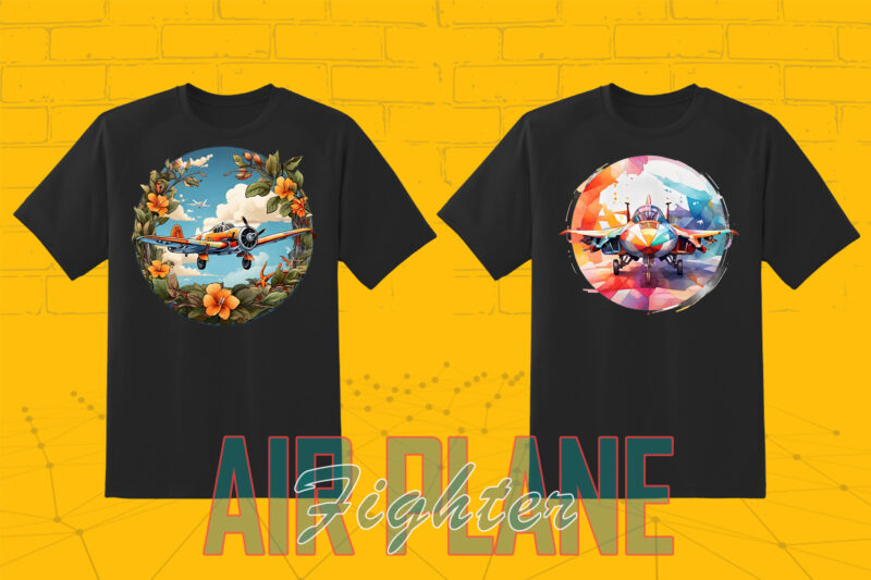 100 Fighter Plane T-shirt Design Illustration Clipart Big Bundle for POD
