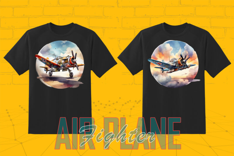 100 Fighter Plane T-shirt Design Illustration Clipart Big Bundle for POD