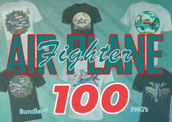 100 Vintage Fighter Plane Illustration T-shirt Clipart Bundle best for POD Business