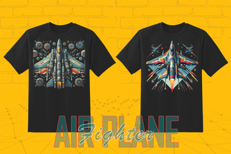 100 Vintage Fighter Plane Illustration T-shirt Clipart Bundle best for POD Business
