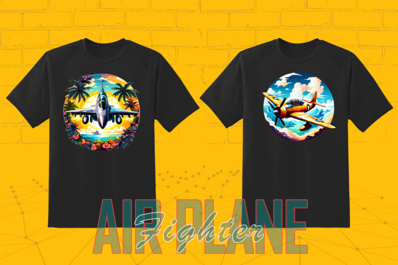 20 Retro Fighter Plane T-shirt Illustration Clipart Bundle for Trendy T-Shirt Designs