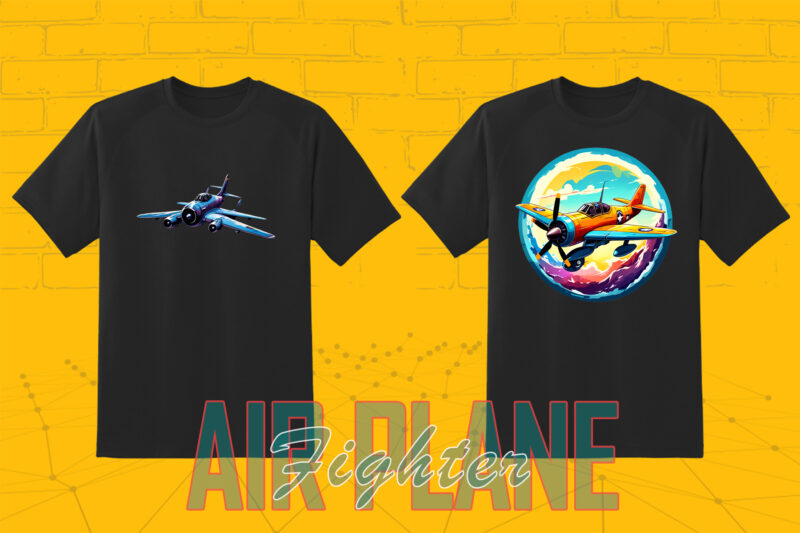 20 Retro Fighter Plane T-shirt Illustration Clipart Bundle for Trendy T-Shirt Designs