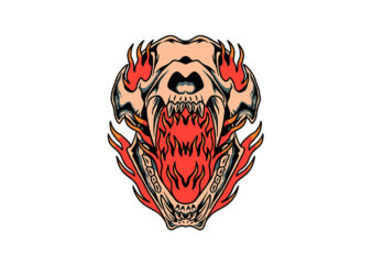 flaming tiger skull