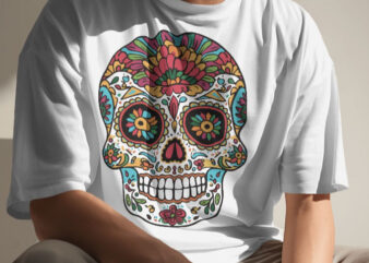 Mexican skull streetwear design for t shirt