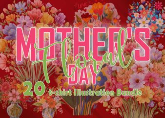 Retro flourish mother's day illustration 20 t-shirt clipart bundle