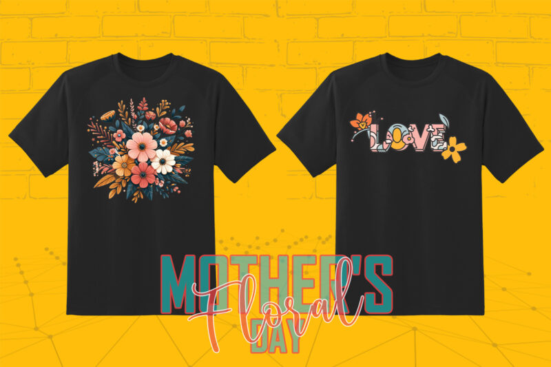20 Flourish Mothers Day T-shirt Illustration Clipart Bundle