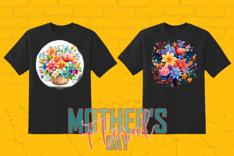 20 Flourish Mothers Day T-shirt Illustration Clipart Bundle