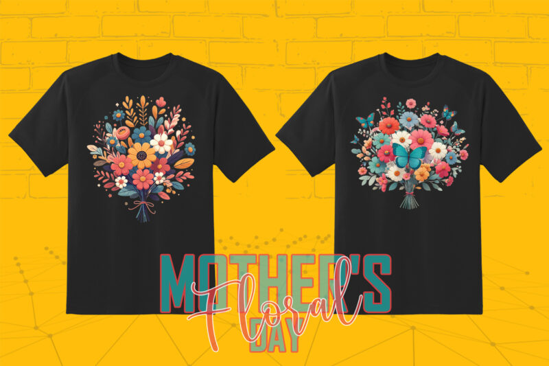 20 Flourish Mother’s Day T-shirt Design Illustration T-shirt Clipart Bundle