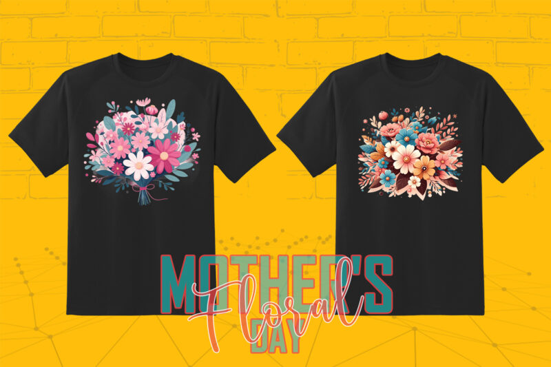 20 Flourish Mother’s Day T-shirt Design Illustration T-shirt Clipart Bundle