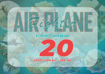 20 Watercolour Airplane Lover T-shirt Illustration Bundle Design Perfection Lover Dog Clipart for Print on Demand Business