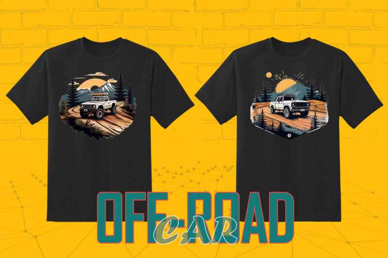 Trendy 149 Retro Off Road Car T-shirt Illustration Clipart Bundle