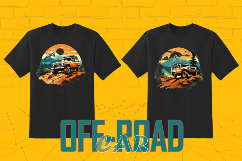 Retro Off Road Car T-shirt Illustration 149 Clipart Bundle for Trendy T-Shirt Designs