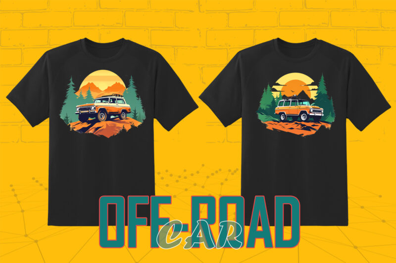 Retro Off Road Car T-shirt Illustration 149 Clipart Bundle for Trendy T-Shirt Designs