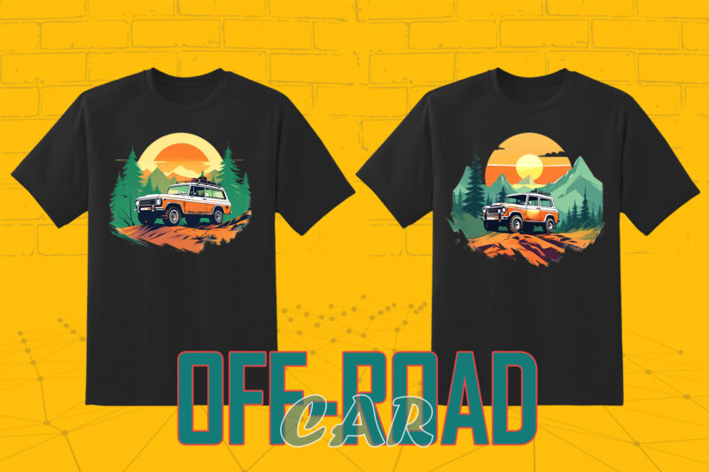 Retro Off Road Car T-shirt Illustration 149 Clipart Bundle for Trendy T-Shirt Designs