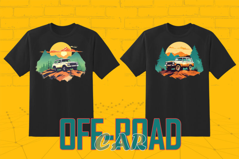 Retro Off Road Car T-shirt Illustration 149 Clipart Bundle for Trendy T-Shirt Designs