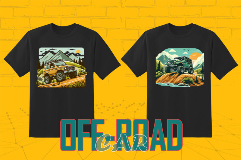 Trendy 149 Retro Off Road Car T-shirt Illustration Clipart Bundle