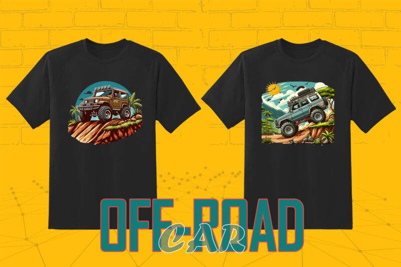 Trendy 149 Retro Off Road Car T-shirt Illustration Clipart Bundle