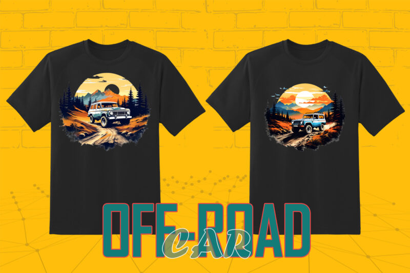 Retro Off Road Car T-shirt Illustration 149 Clipart Bundle for Trendy T-Shirt Designs