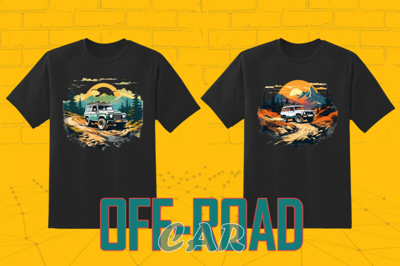 Retro Off Road Car T-shirt Illustration 149 Clipart Bundle for Trendy T-Shirt Designs