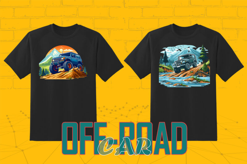 Trendy 149 Retro Off Road Car T-shirt Illustration Clipart Bundle