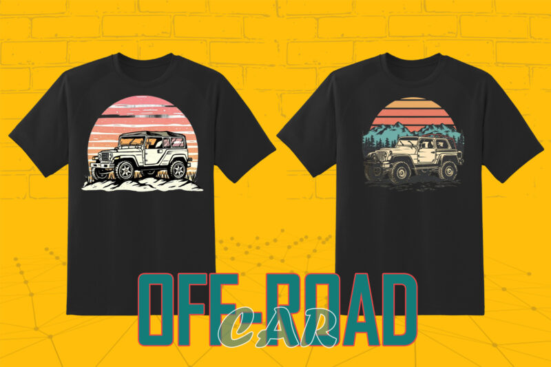 Retro Off Road Car T-shirt Illustration 149 Clipart Bundle for Trendy T-Shirt Designs