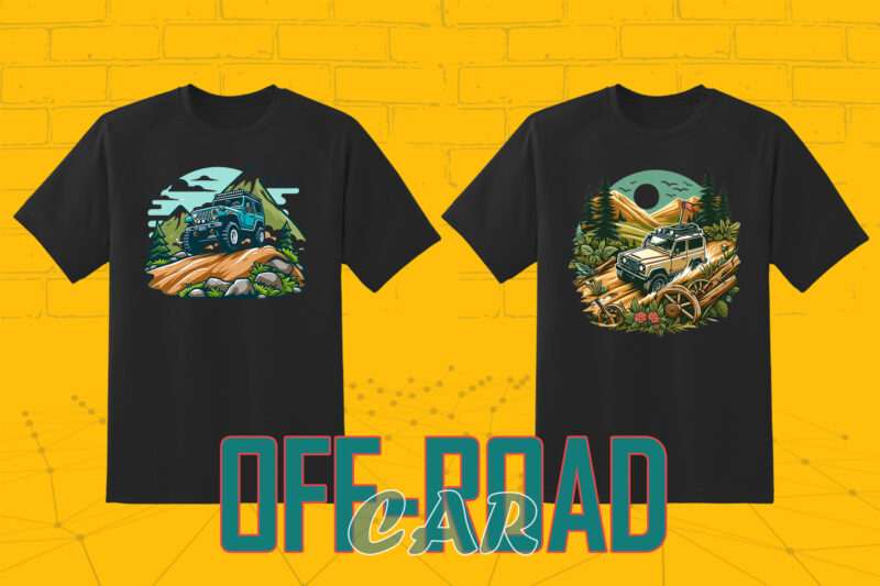 Trendy 149 Retro Off Road Car T-shirt Illustration Clipart Bundle