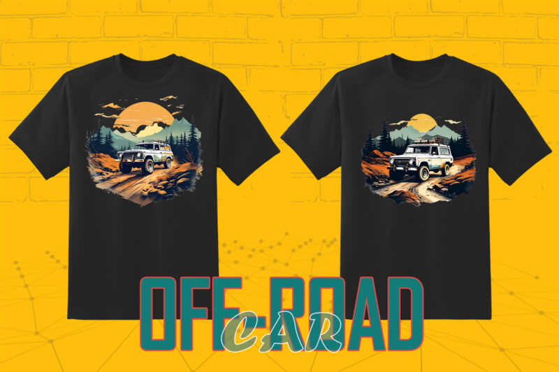 Retro Off Road Car T-shirt Illustration 149 Clipart Bundle for Trendy T-Shirt Designs