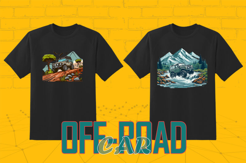 Trendy 149 Retro Off Road Car T-shirt Illustration Clipart Bundle