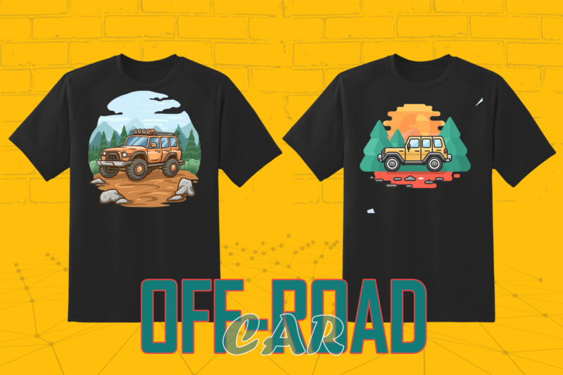 Retro Off Road Car T-shirt Illustration 149 Clipart Bundle for Trendy T-Shirt Designs