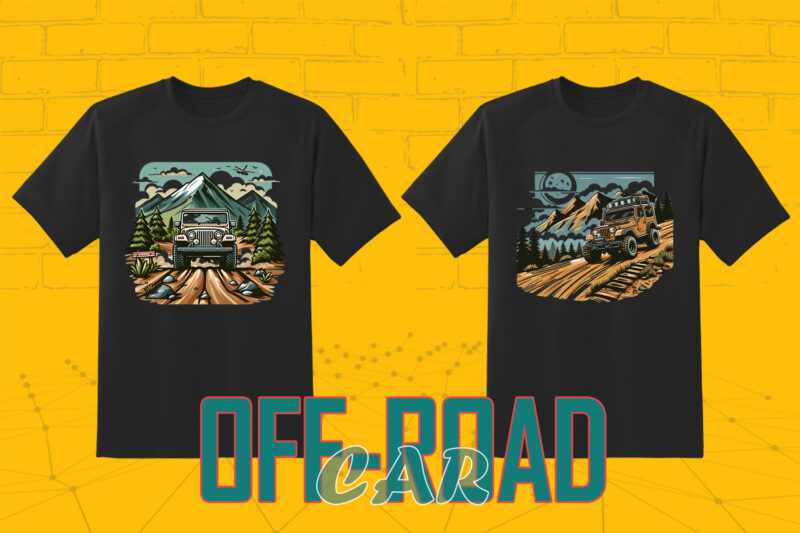 Trendy 149 Retro Off Road Car T-shirt Illustration Clipart Bundle