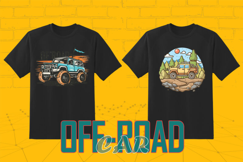 Retro Off Road Car T-shirt Illustration 149 Clipart Bundle for Trendy T-Shirt Designs