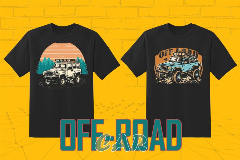 Retro Off Road Car T-shirt Illustration 149 Clipart Bundle for Trendy T-Shirt Designs