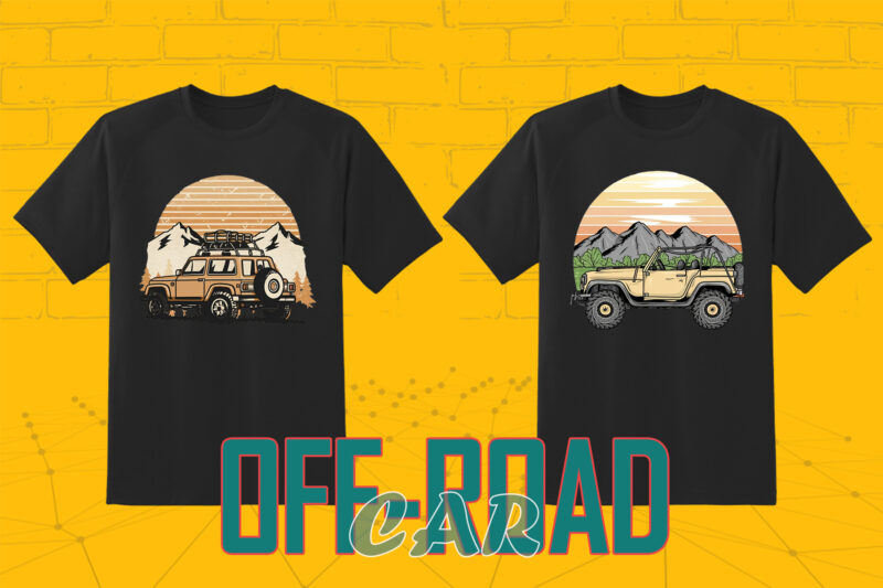 Retro Off Road Car T-shirt Illustration 149 Clipart Bundle for Trendy T-Shirt Designs