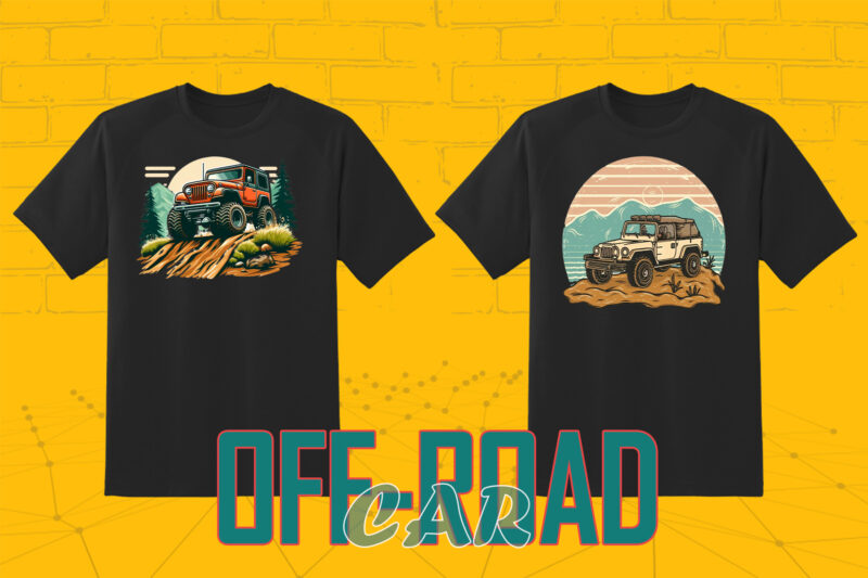 Trendy 149 Retro Off Road Car T-shirt Illustration Clipart Bundle