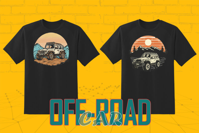 Retro Off Road Car T-shirt Illustration 149 Clipart Bundle for Trendy T-Shirt Designs