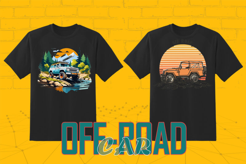 Retro Off Road Car T-shirt Illustration 149 Clipart Bundle for Trendy T-Shirt Designs