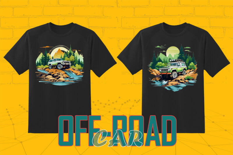 Retro Off Road Car T-shirt Illustration 149 Clipart Bundle for Trendy T-Shirt Designs