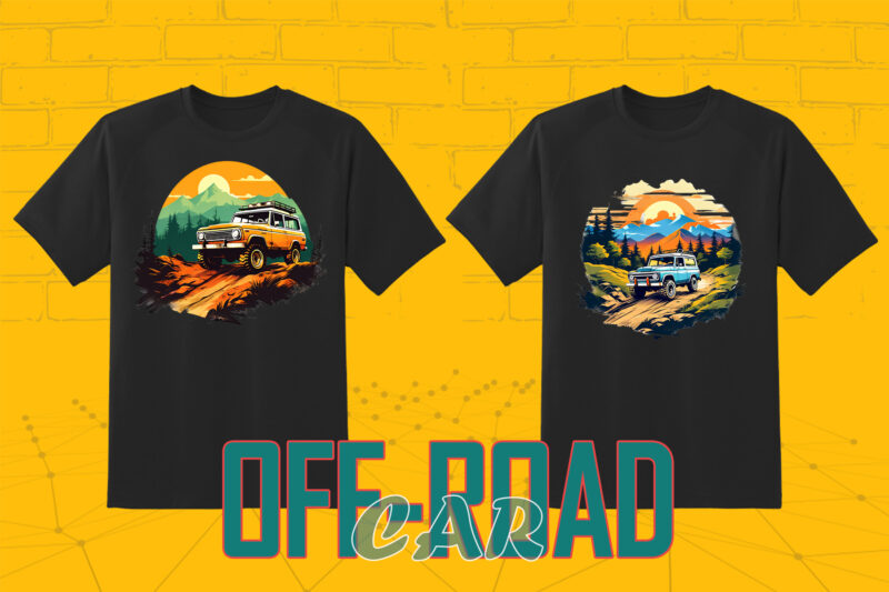 Retro Off Road Car T-shirt Illustration 149 Clipart Bundle for Trendy T-Shirt Designs