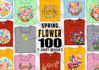 100 flourish spring t-shirt illustration clipart bundle crafted for t-shirt design